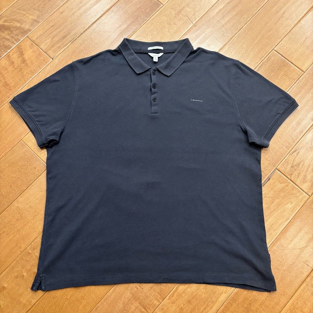 Calvin Klein Men’s Dark Gray Liquid Touch Cotton Short Sleeve Polo Shirt Size XL